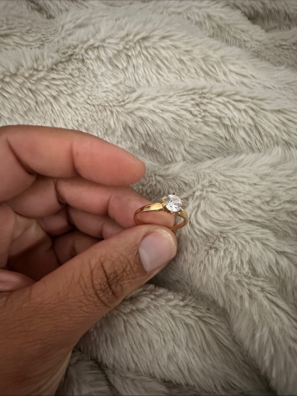 Classic Solitaire Gold Ring with Clear Stone - Women Jewelry